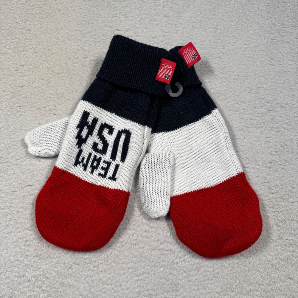 Old Navy Team USA Olympics Mittens One Size Red White Blue Knit NWT Unisex